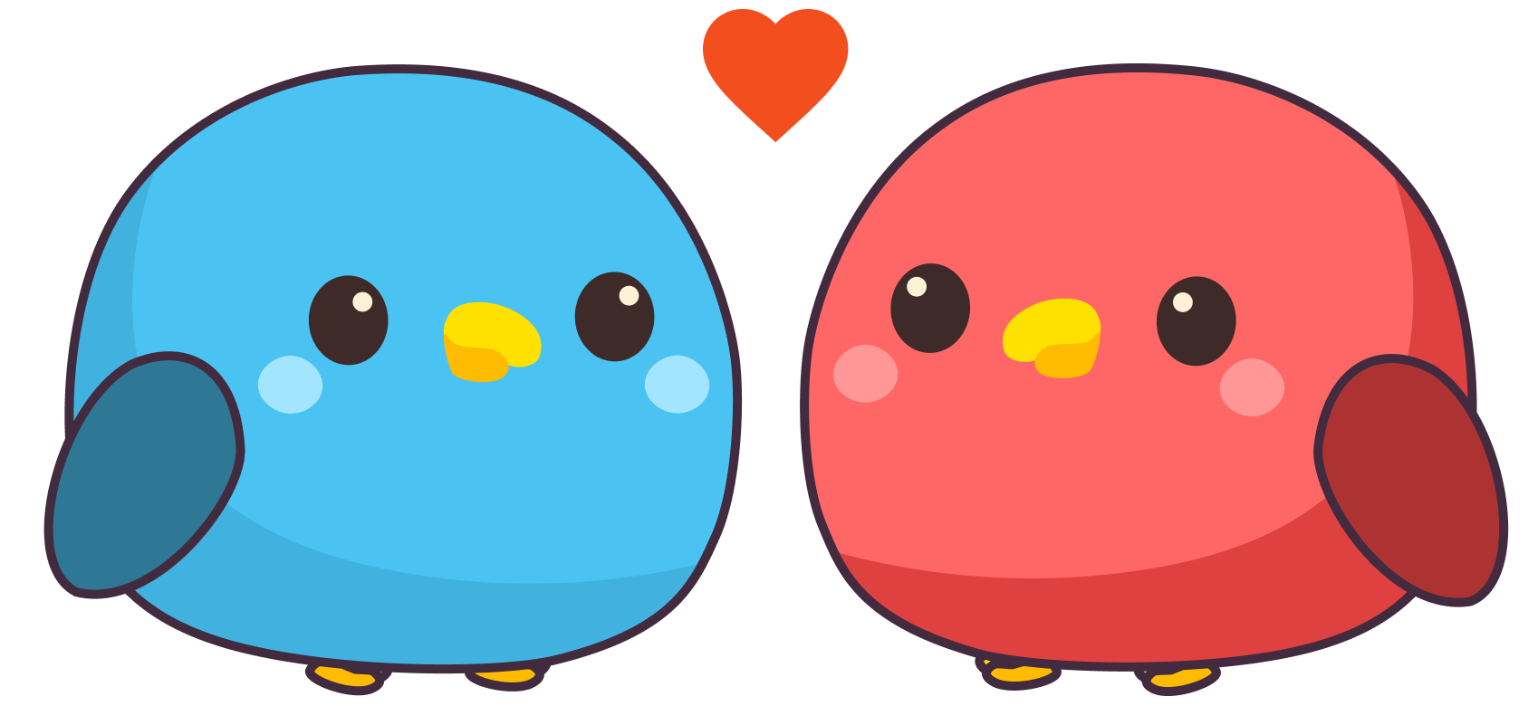 Two cartoon birds together