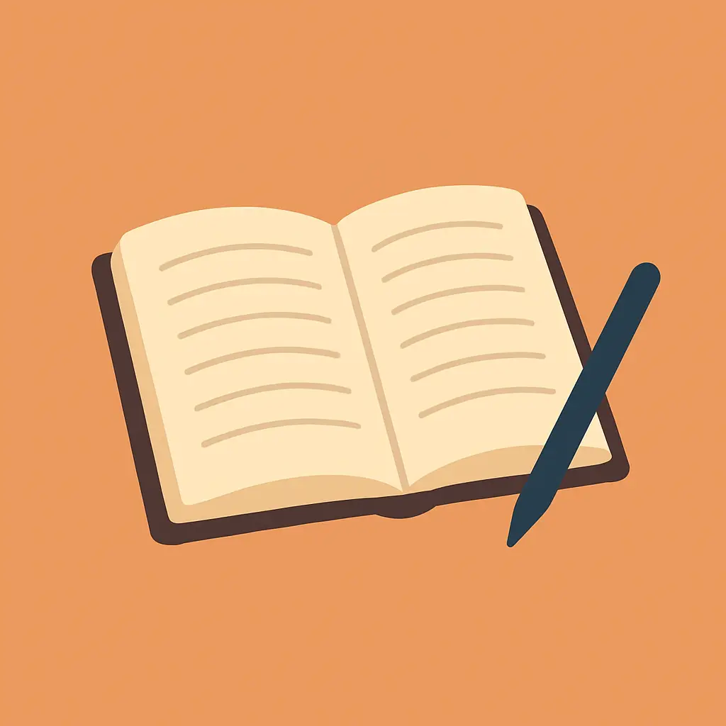 Cartoon journal with pen